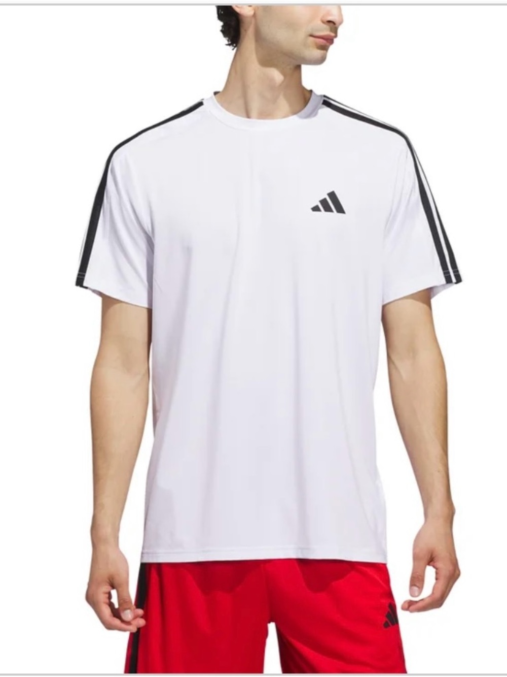 adidas mens tee short sleeve polyester logo t-shirt white black XL X-Large new